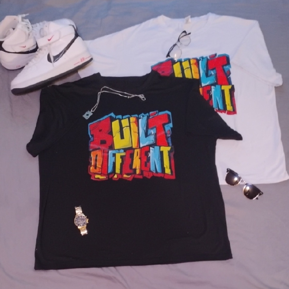 Built Different Men's Short Sleeve Tee - Black and White